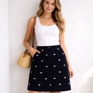 ⭐️ Host Picks⭐️ Talbots | Navy Embroidered Velveteen Skirt NWT